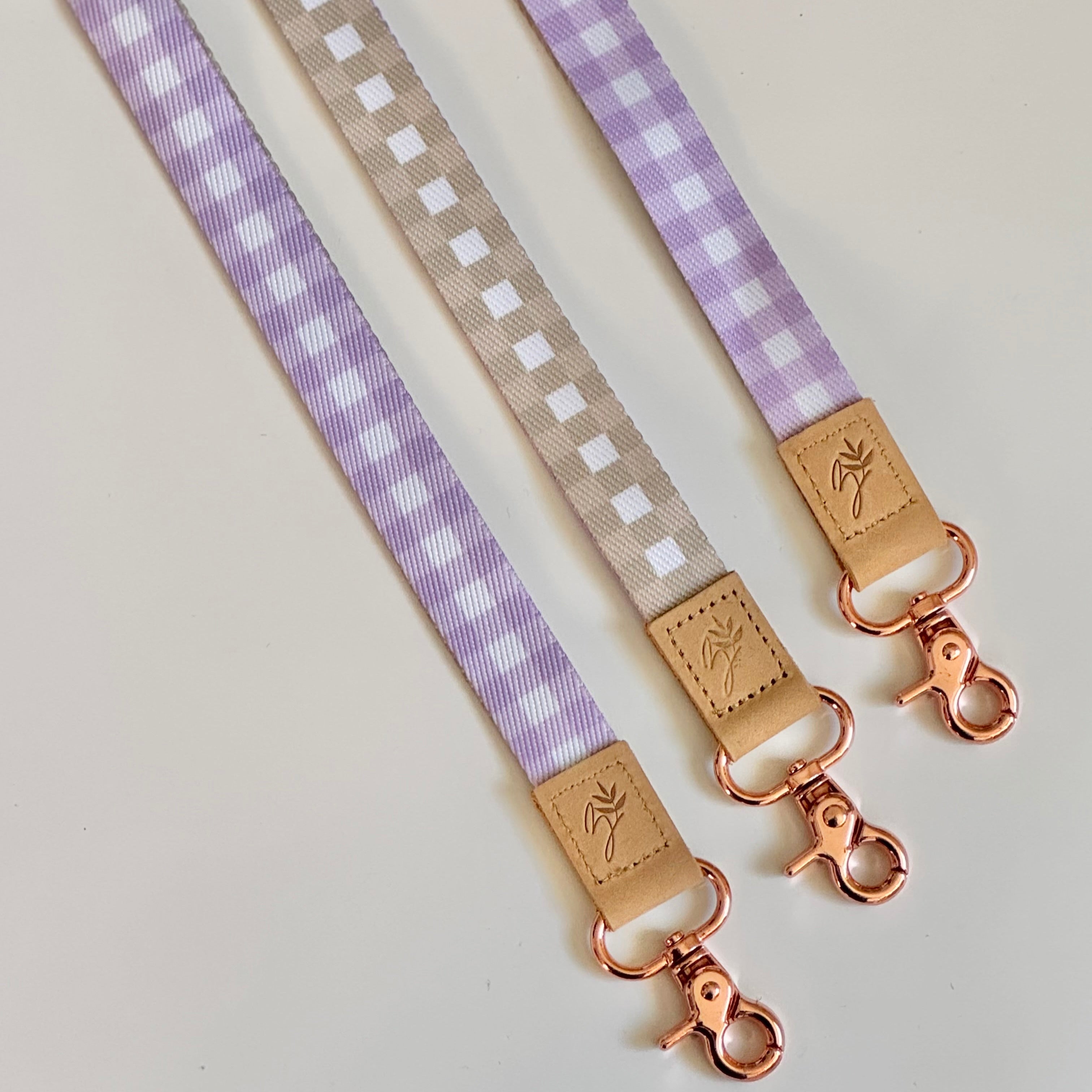 Three two-toned gingham fabric lanyards
