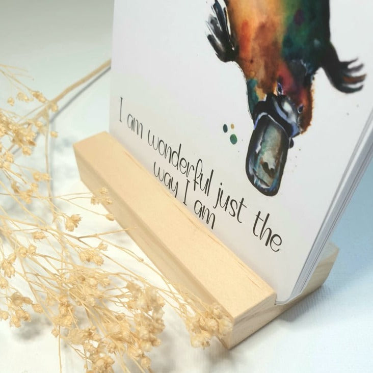 An affirmation card saying I am wonderful just the way I am