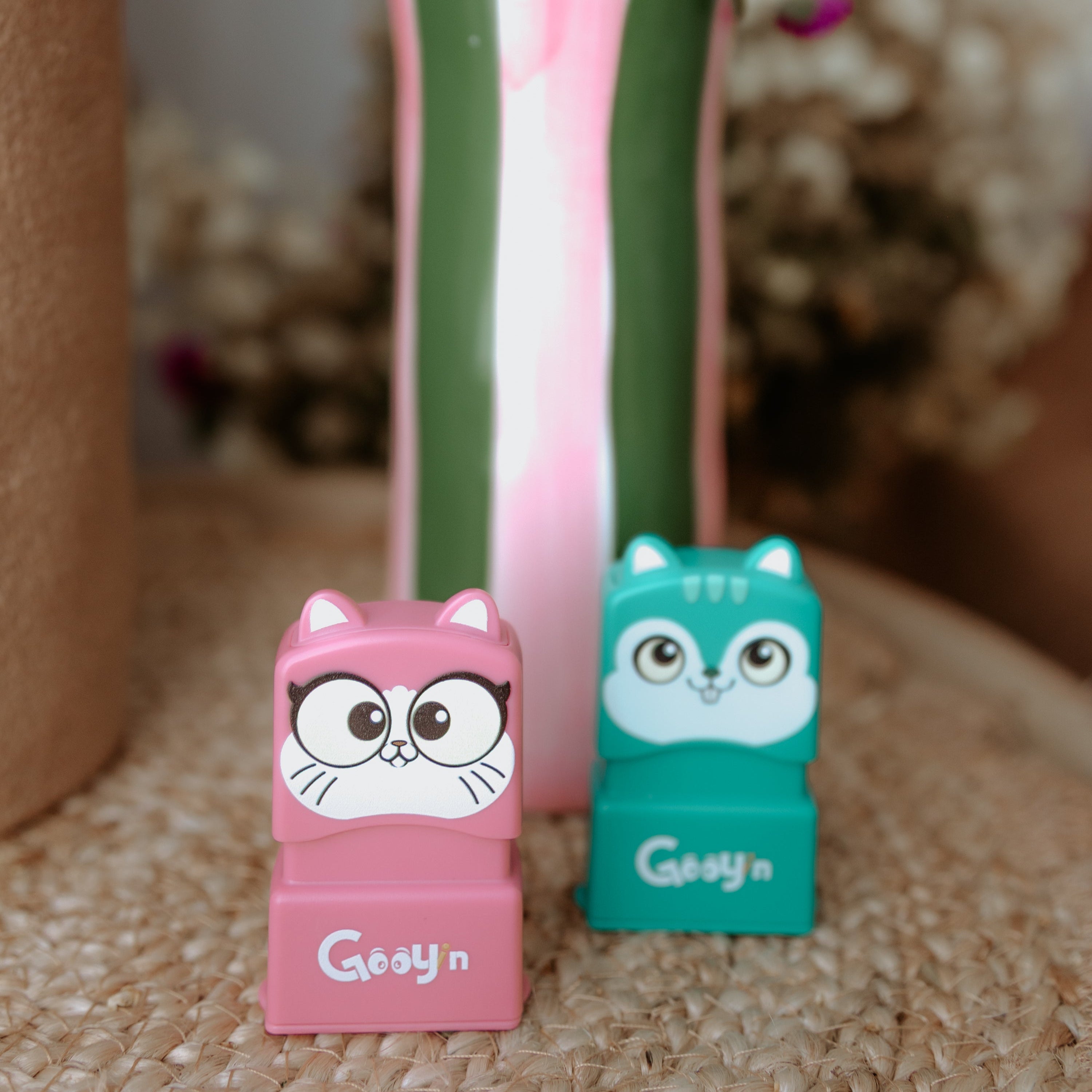 Cat and Mouse name stamps sit side by side with 'Gooyin' displayed on the front of both