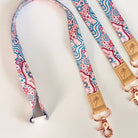 Fabric lanyard showing the safety clasp