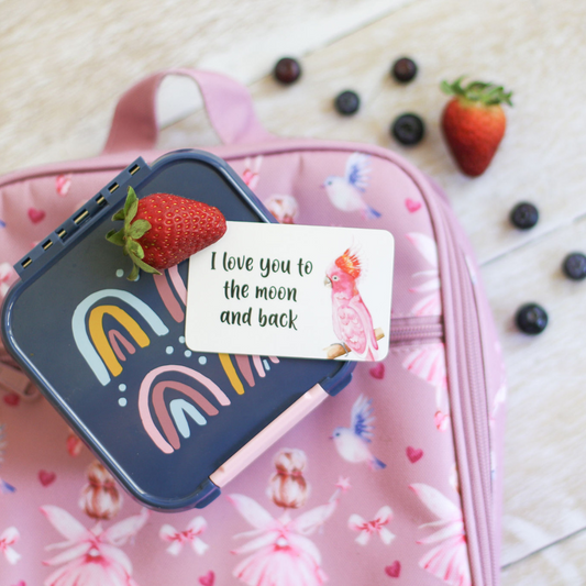 An affirmation card that says I love You to the Moon and Back